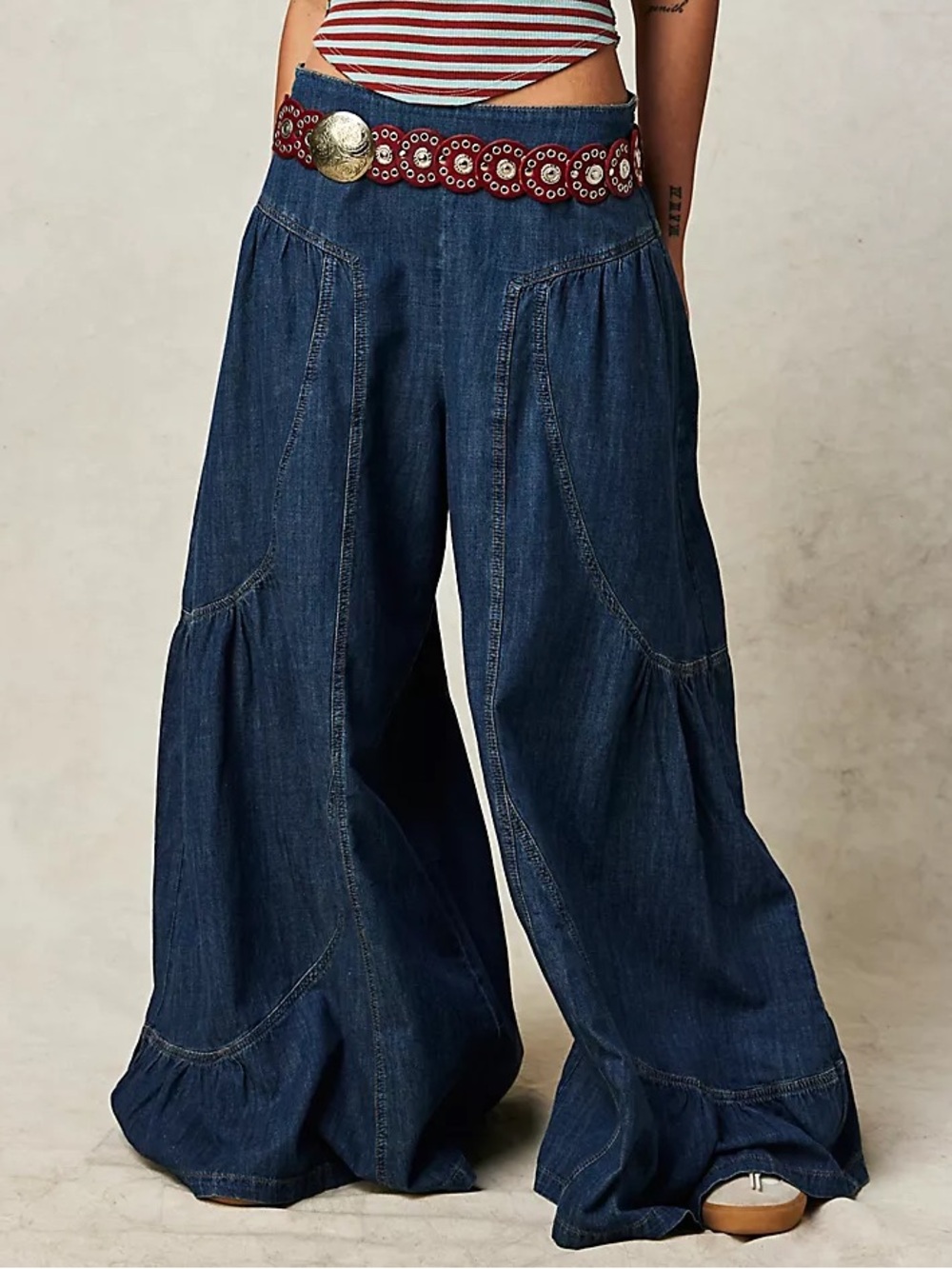 NWOT FREE PEOPLE WE THE FREE Dawn On Me Wide-Leg Jeans | London Blue MSRP $168